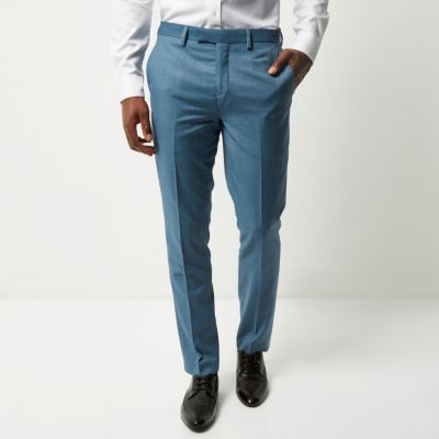 Light blue slim fit suit trousers